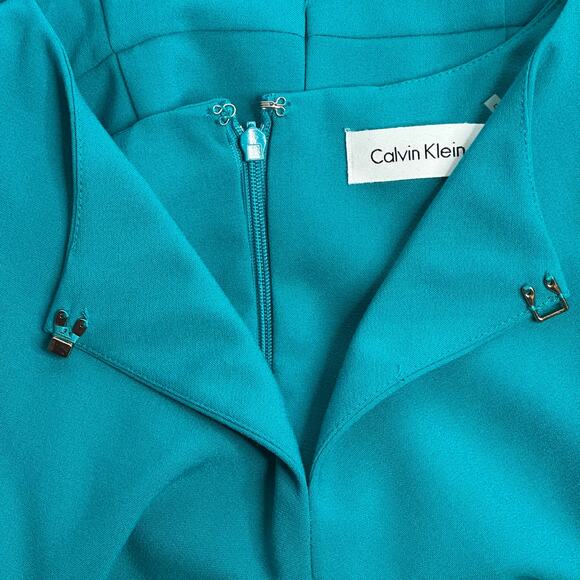 NWD Calvin Klein Lagoon Sleeveless Belted Dress Career Womens Petite Size 6P - Picture 7 of 12